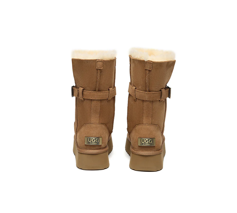 UGG EVERAU?  UGG Boots Women Sheepskin Wool Platform Short Valerie