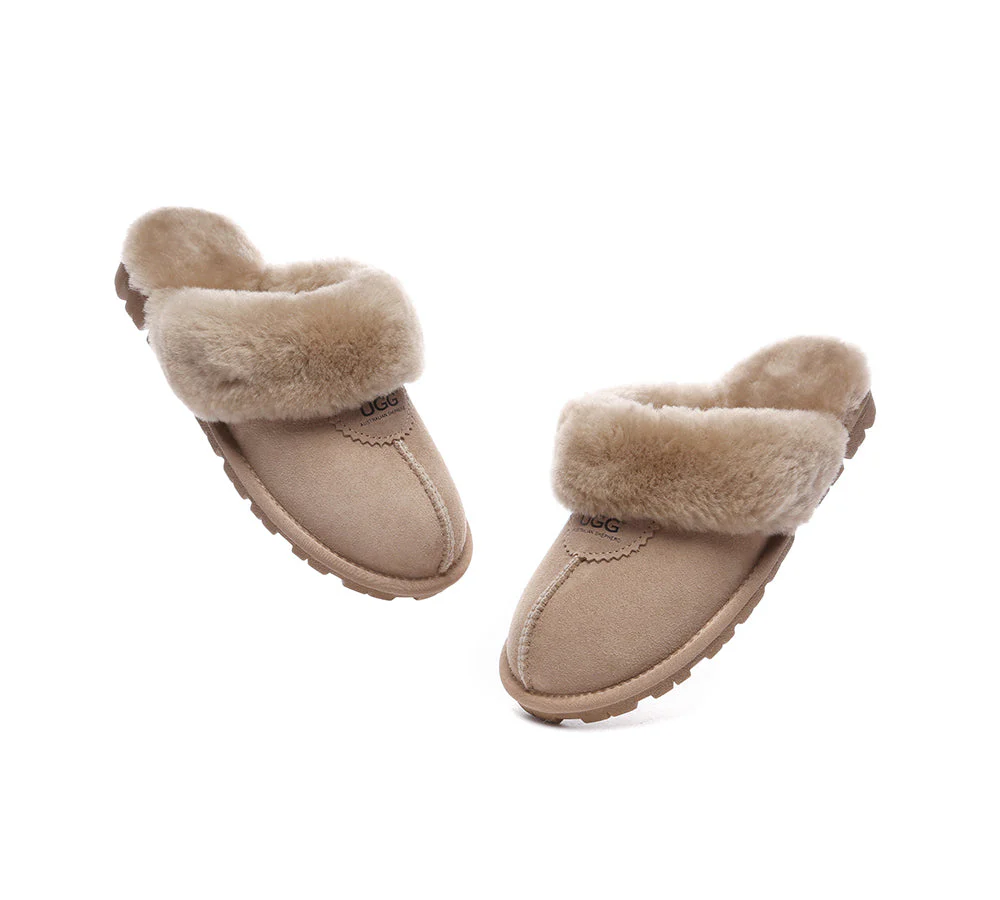 AUSTRALIAN SHEPHERD? UGG Slippers Double Face Sheepskin Wool Scuff Waffle