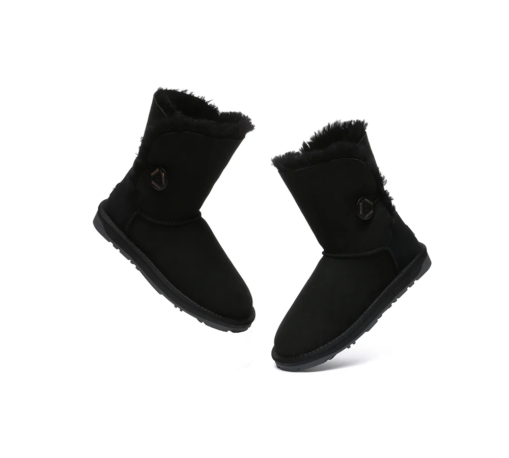 UGG EVERAU? UGG Boots Double Faced Sheepskin Wool Short Button