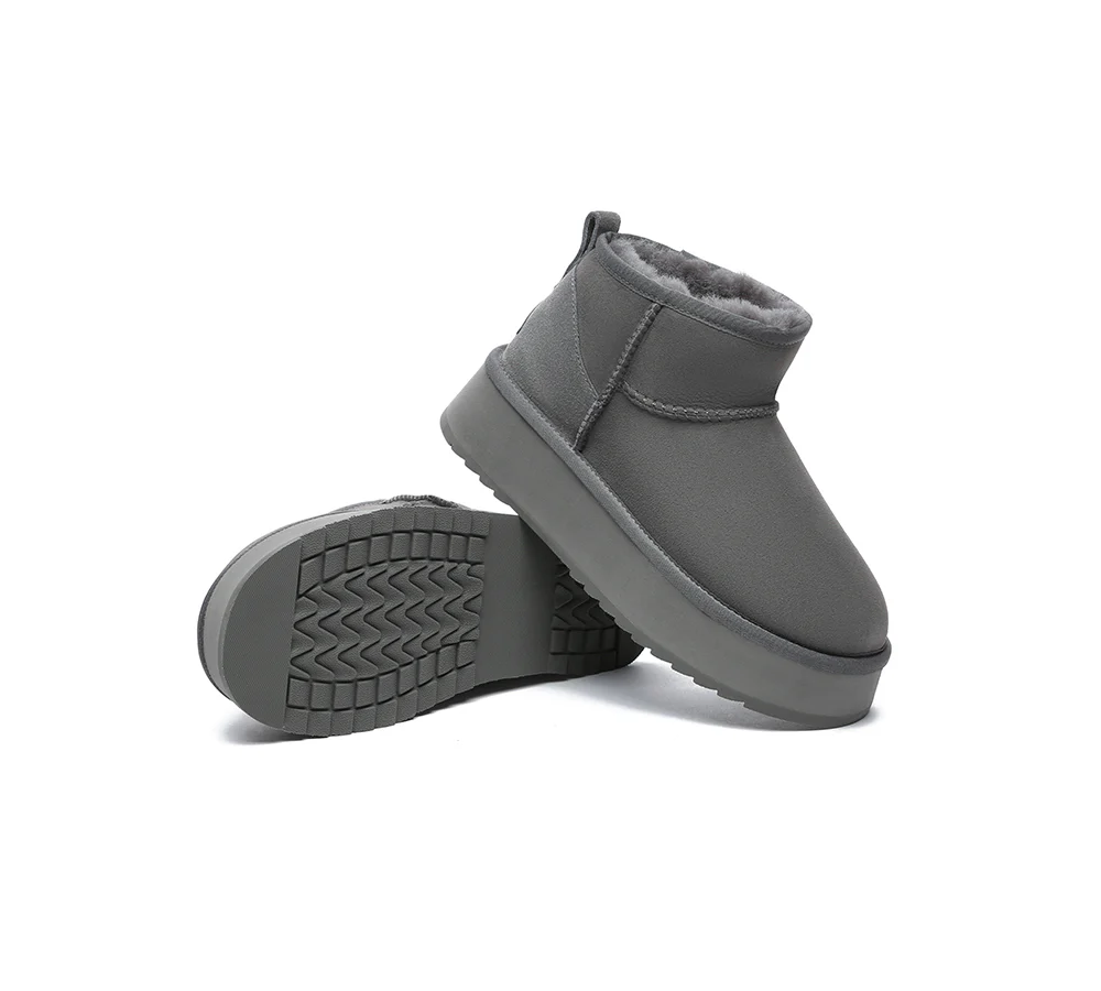 EVERAU? UGG Boots Sheepskin Wool Ankle Ultra Mini Platform