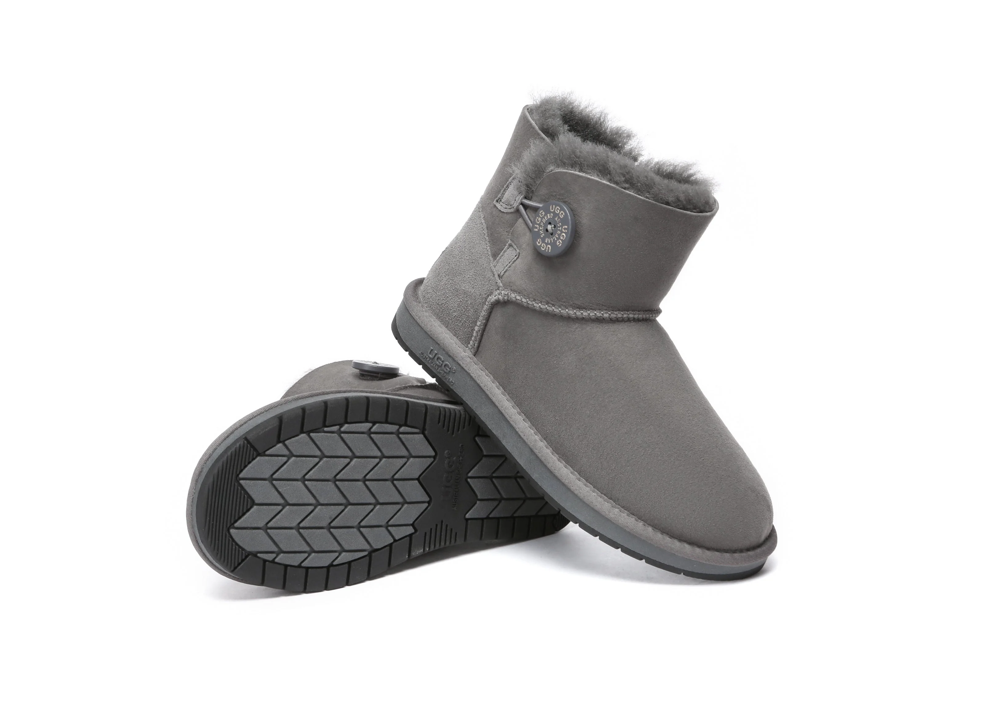 AUSTRALIAN SHEPHERD? UGG Boots Double Face Sheepskin Wool Mini Button
