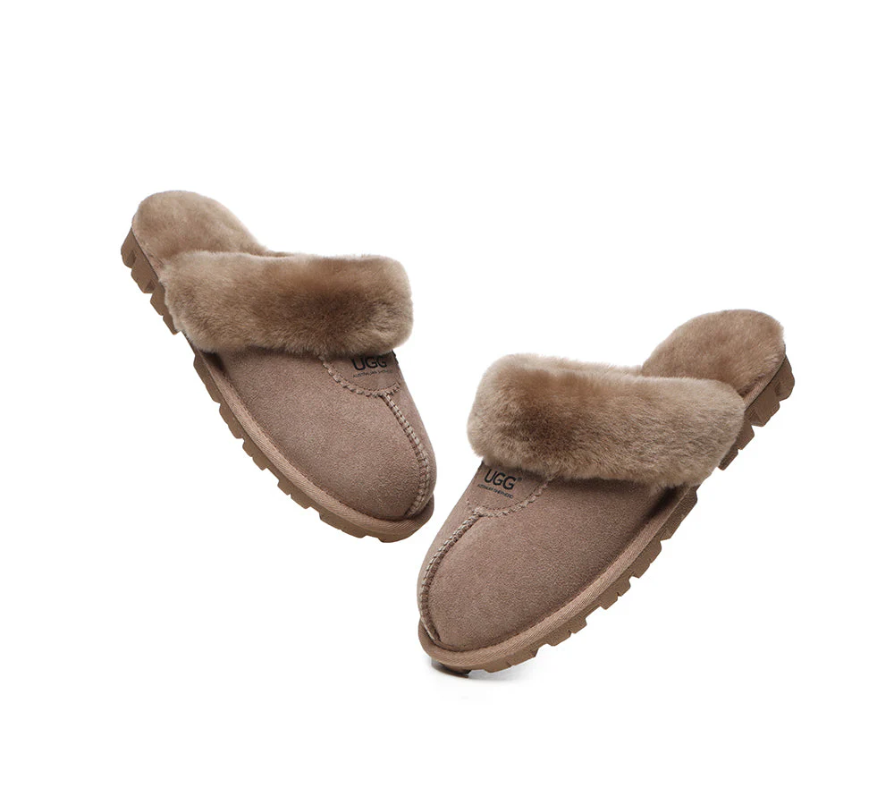 AUSTRALIAN SHEPHERD? UGG Slippers Double Face Sheepskin Wool Scuff Waffle