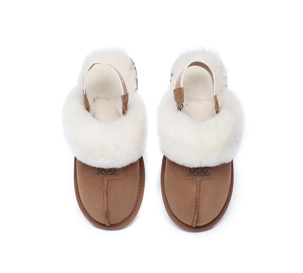 AUSTRALIAN SHEPHERD? 2-Way Style UGG Slippers Sheepskin Wool Removable Strap Slingback Suzie ll