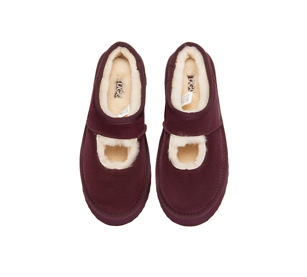 AUSTRALIAN SHEPHERD? UGG Slippers Sheepskin Wool Ankle Platform Carmella