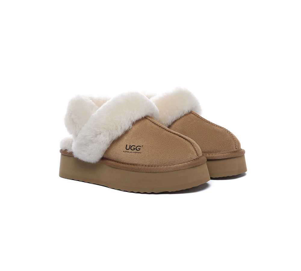 AUSTRALIAN SHEPHERD? UGG Slippers Women Removable Wool Strap Slingback Platform Musa