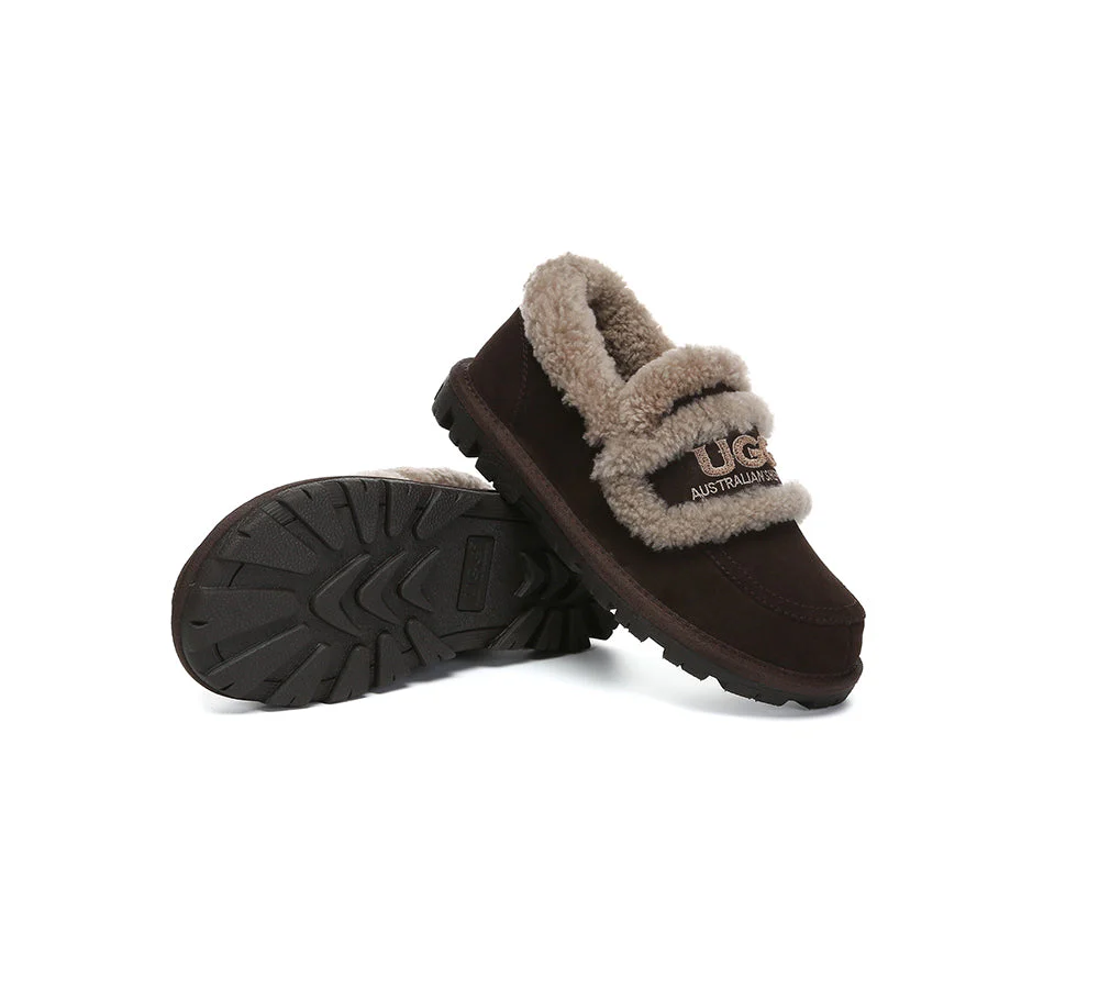 AUSTRALIAN SHEPHERD? UGG Slippers Women Sheepskin Wool Ankle Rilee Loafers