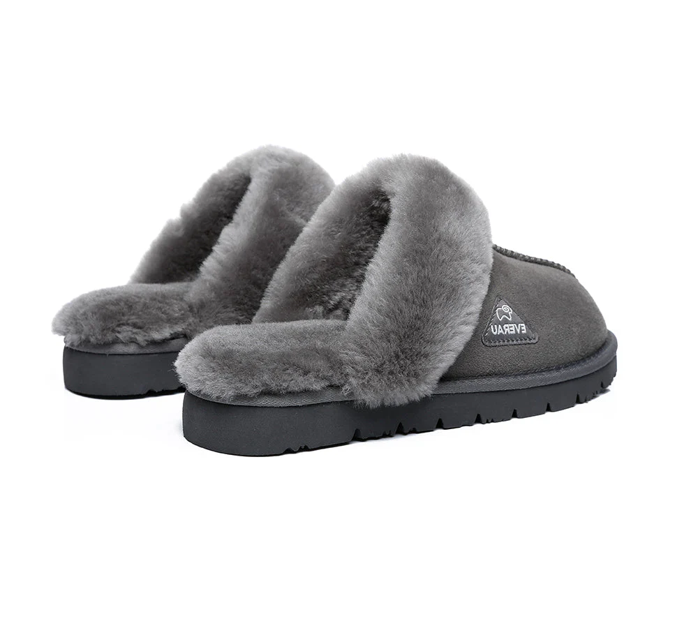 EVERAU? UGG Slippers Premium Sheepskin Wool Scuff Muffin