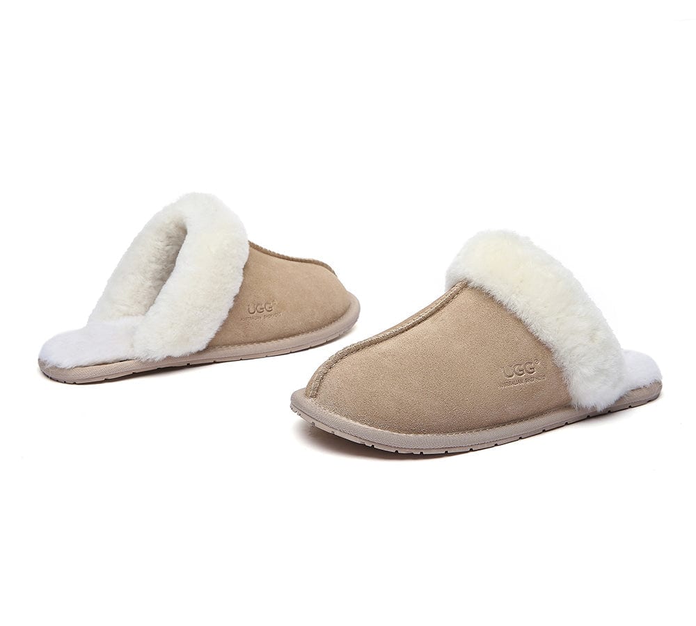 AUSTRALIAN SHEPHERD? UGG Slippers Premium Sheepskin Wool Scuff Rosa