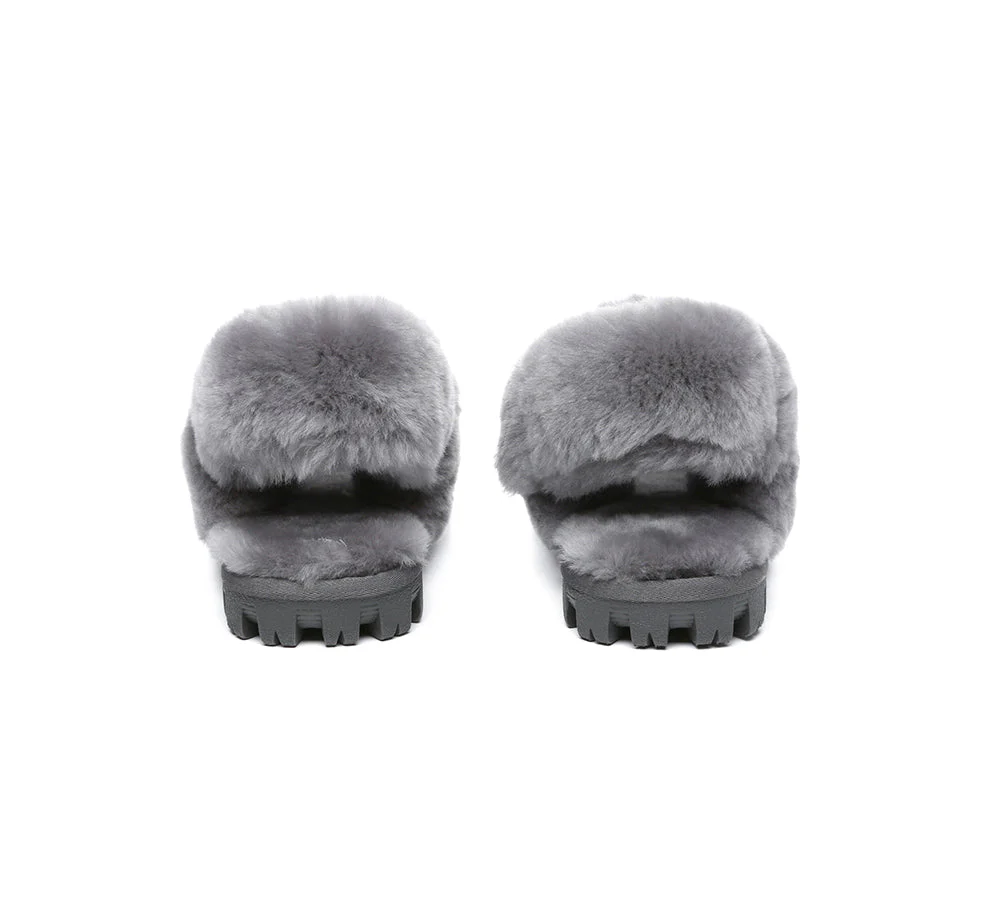 AUSTRALIAN SHEPHERD? UGG Women Slippers Removable Wool Fluffy Strap Slingback Waffle