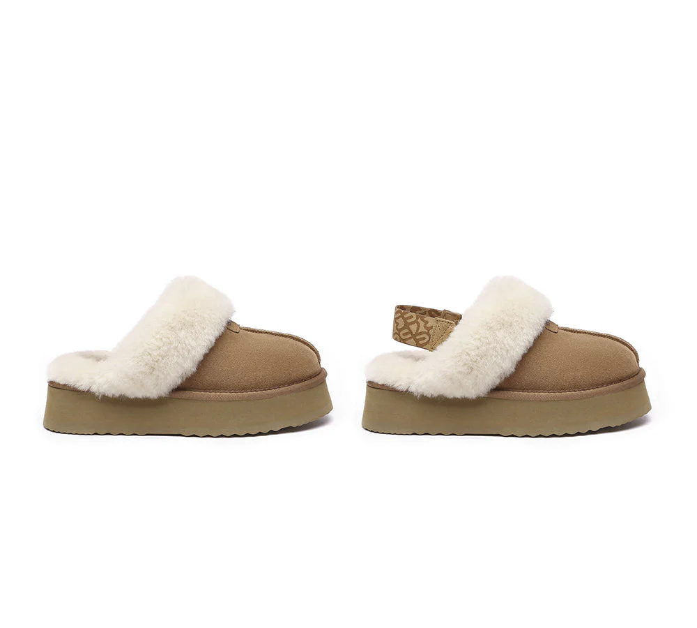EVERAU? UGG Women Removable Strap Slingback Platform Slippers Forever