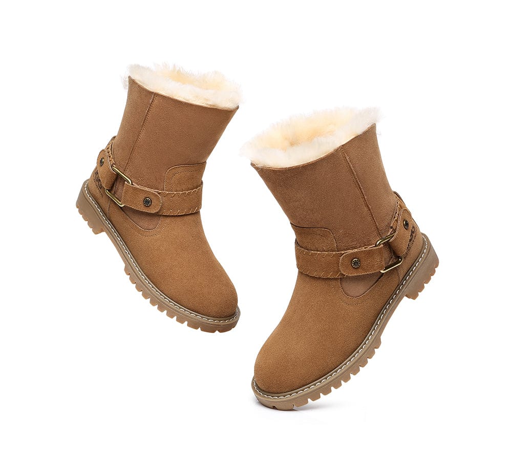 AUSTRALIAN SHEPHERD? UGG Boots Women Sheepskin Wool Mid Calf Sarah