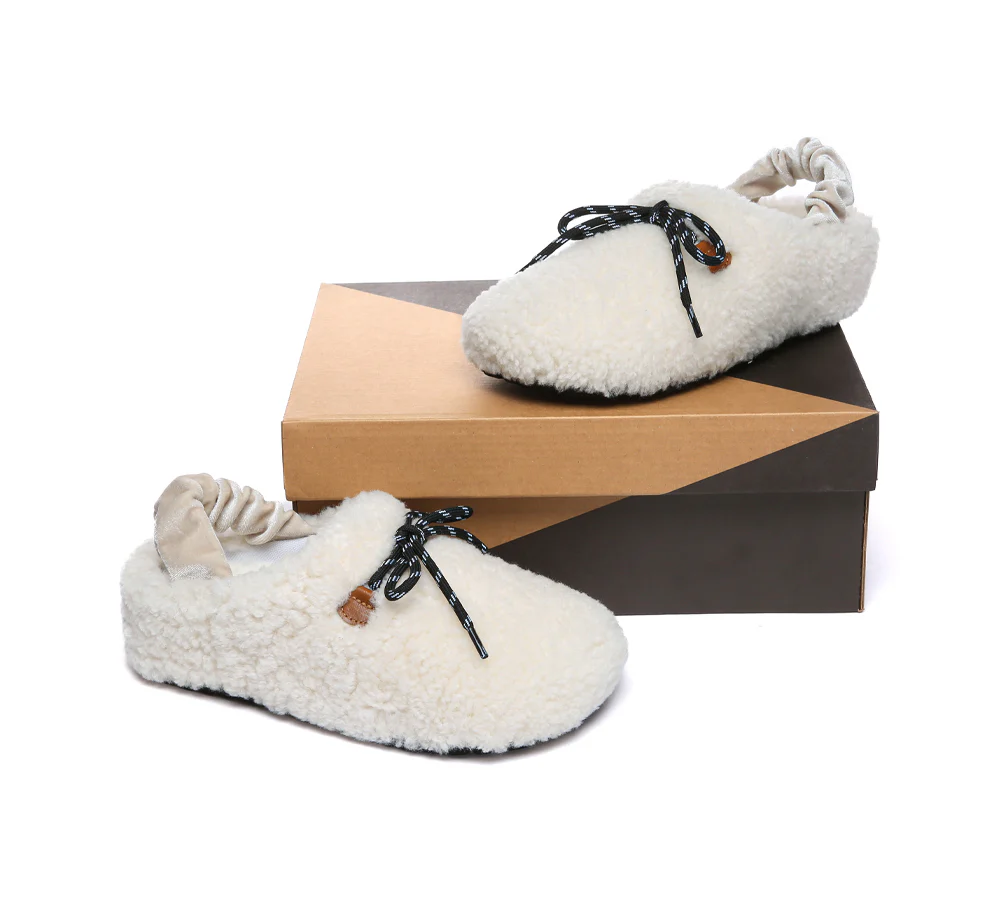 AUSTRALIAN SHEPHERD? UGG Slippers Women Curly Sheepskin Wool Slingback Barrett