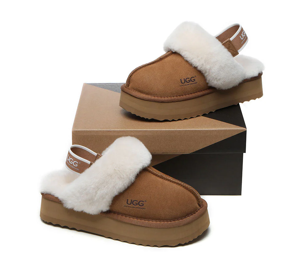 AUSTRALIAN SHEPHERD? 2-Way Style UGG Slippers Women Removable Strap Slingback Platform Muffin