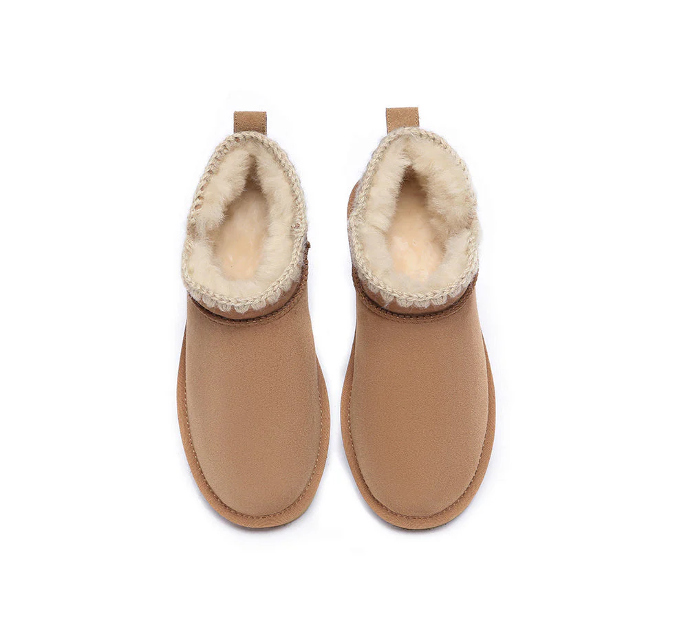 EVERAU? UGG Boots Women Sheepskin Wool Ankle Mini Brooklyn
