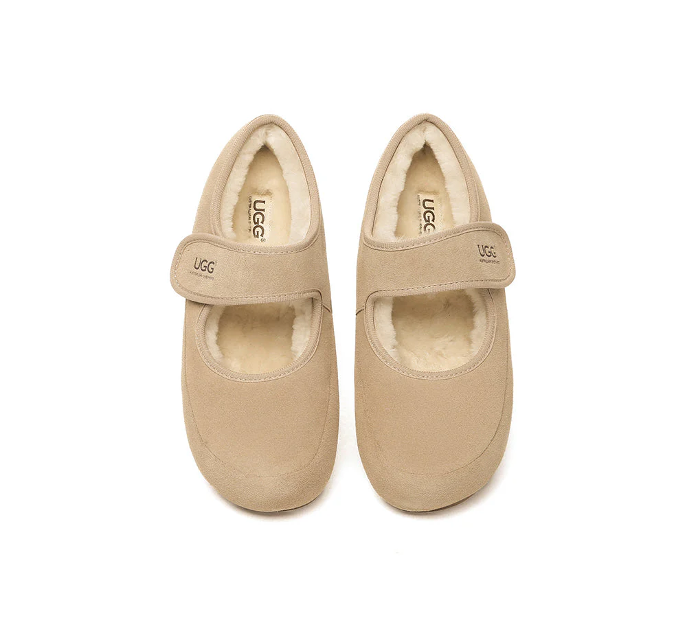 AUSTRALIAN SHEPHERD? UGG Slippers Sheepskin Wool Adjustable Strap Mary Jane Millie
