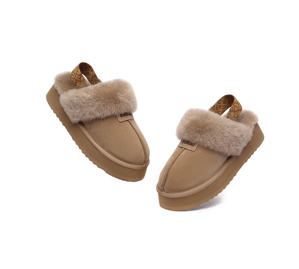 EVERAU? UGG Women Removable Strap Slingback Platform Slippers Forever