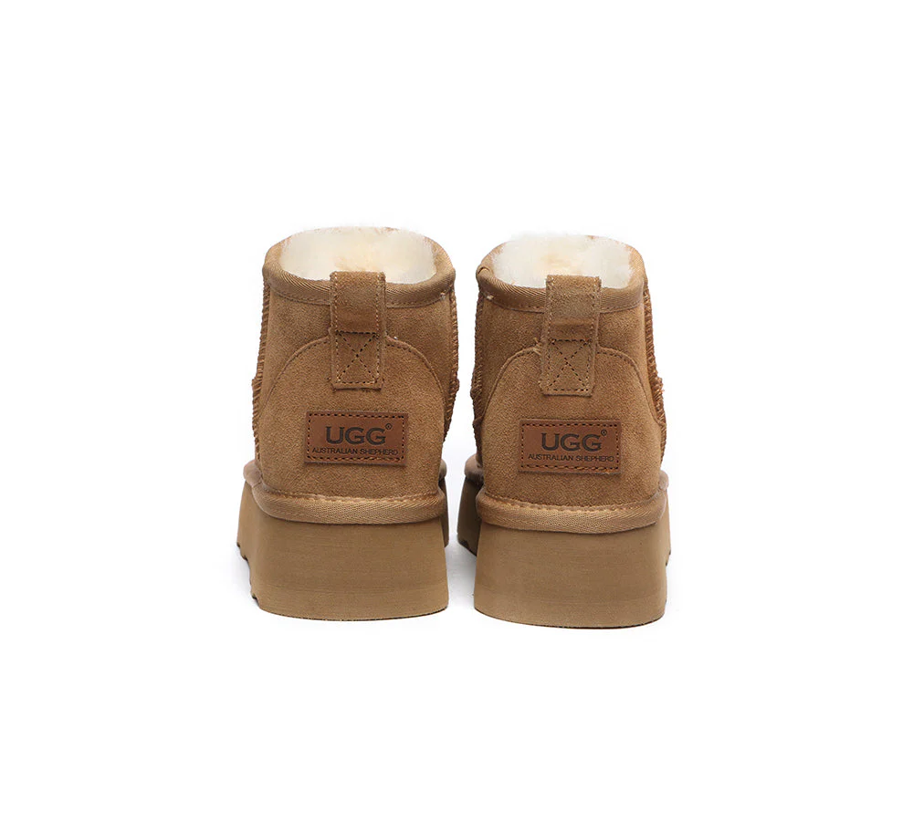 AUSTRALIAN SHEPHERD? UGG Boots Sheepskin Wool Mini Platform Thick Bottom Ronnie