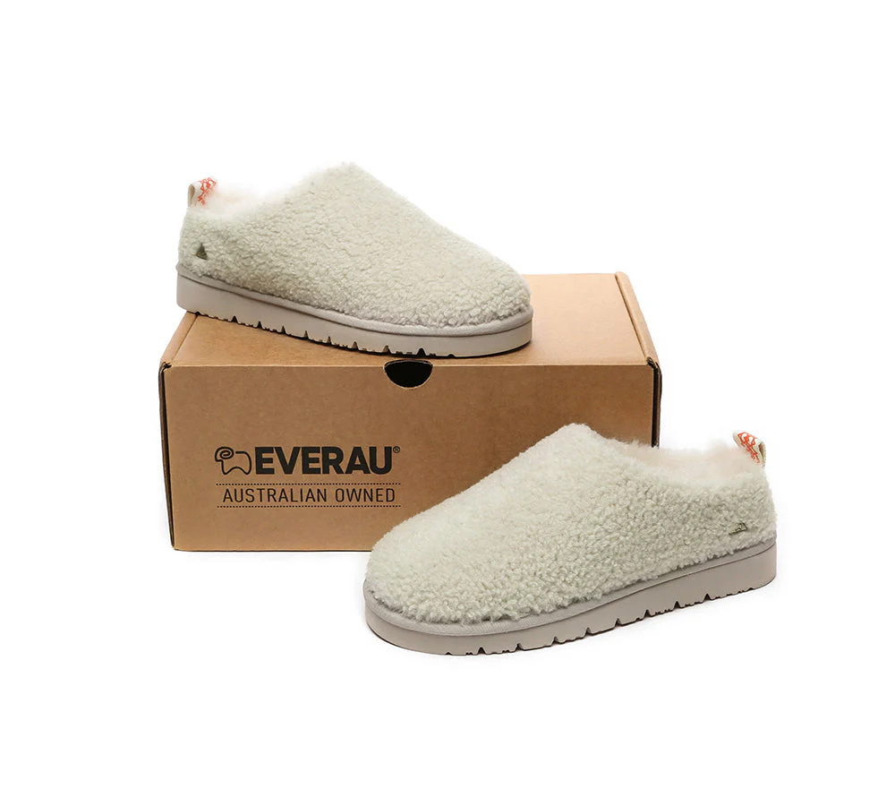 EVERAU? UGG Slippers Sheepskin Wool Plush Ankle Teddycozy