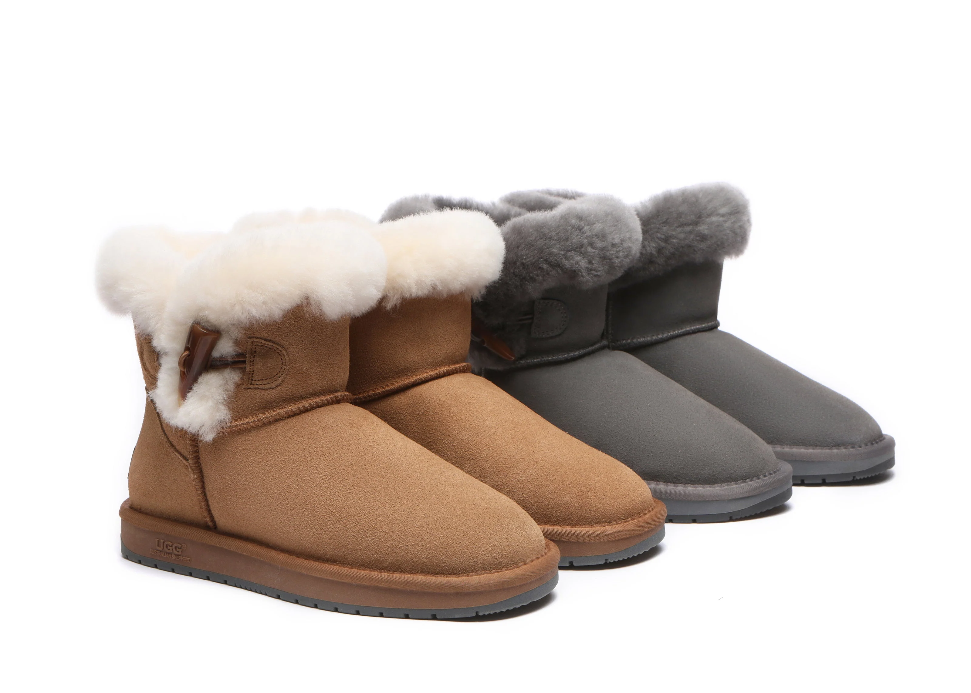 AUSTRALIAN SHEPHERD? UGG Boots Women Sheepskin Wool Horn Toggle Closure Mini Tiara