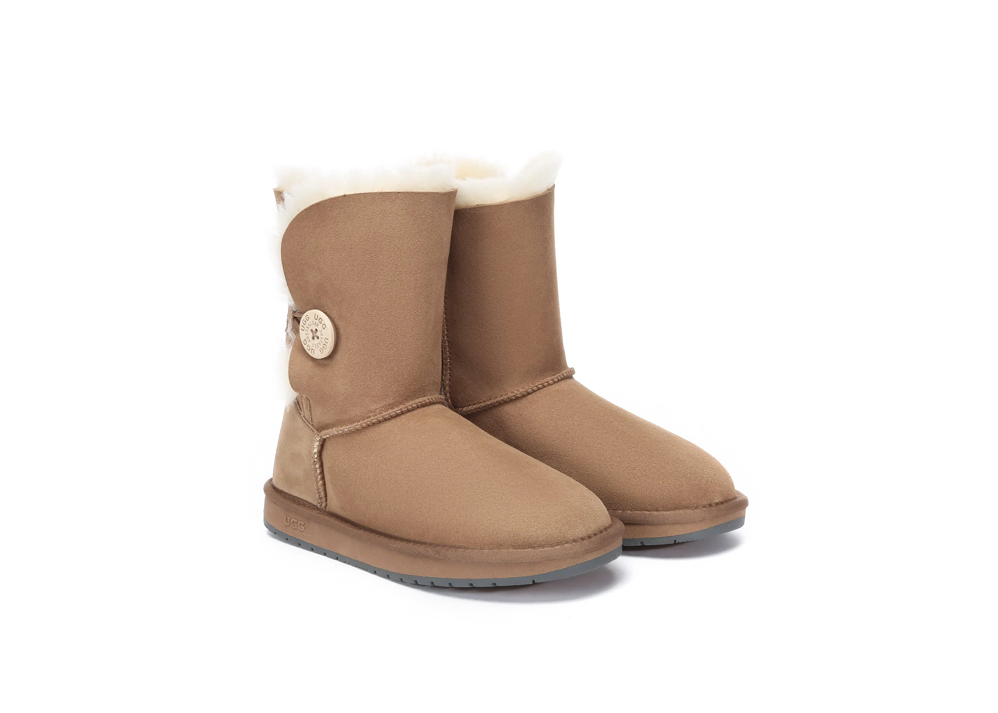 AUSTRALIAN SHEPHERD? UGG Boots Double Face Sheepskin Wool Short Button