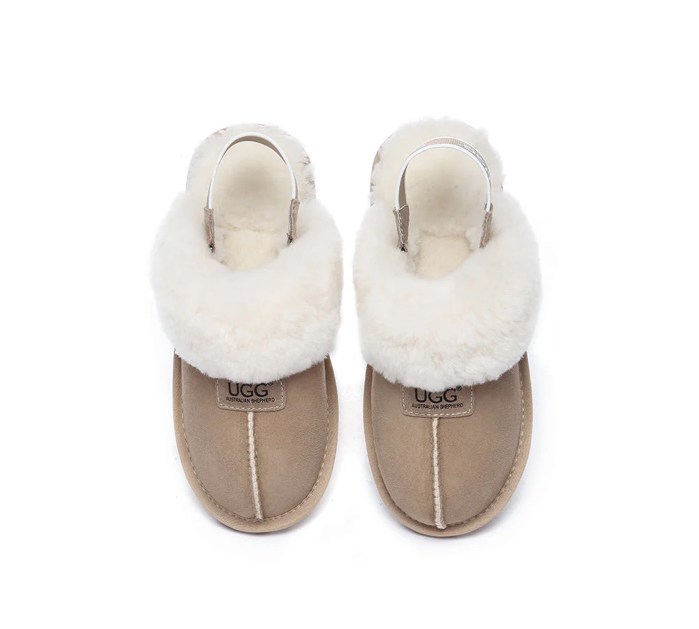 AUSTRALIAN SHEPHERD? 2-Way Style UGG Slippers Sheepskin Wool Removable Strap Slingback Suzie ll