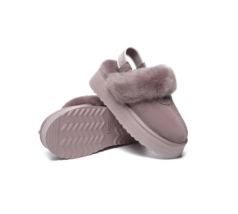 AUSTRALIAN SHEPHERD? UGG Slippers Women Removable Strap Slingback Platform Waffle