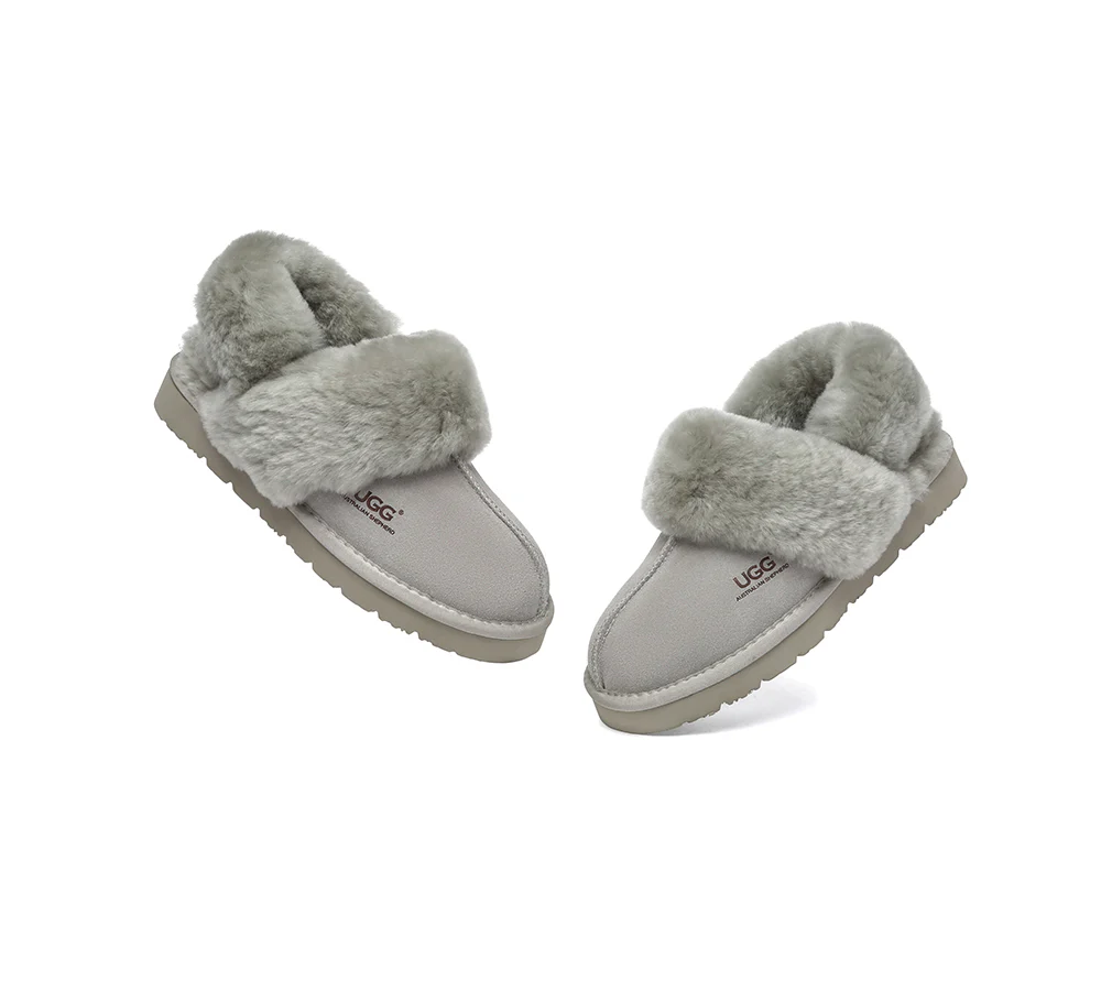 AUSTRALIAN SHEPHERD? UGG Slippers Women Removable Wool Strap Slingback Muffin Fluffy