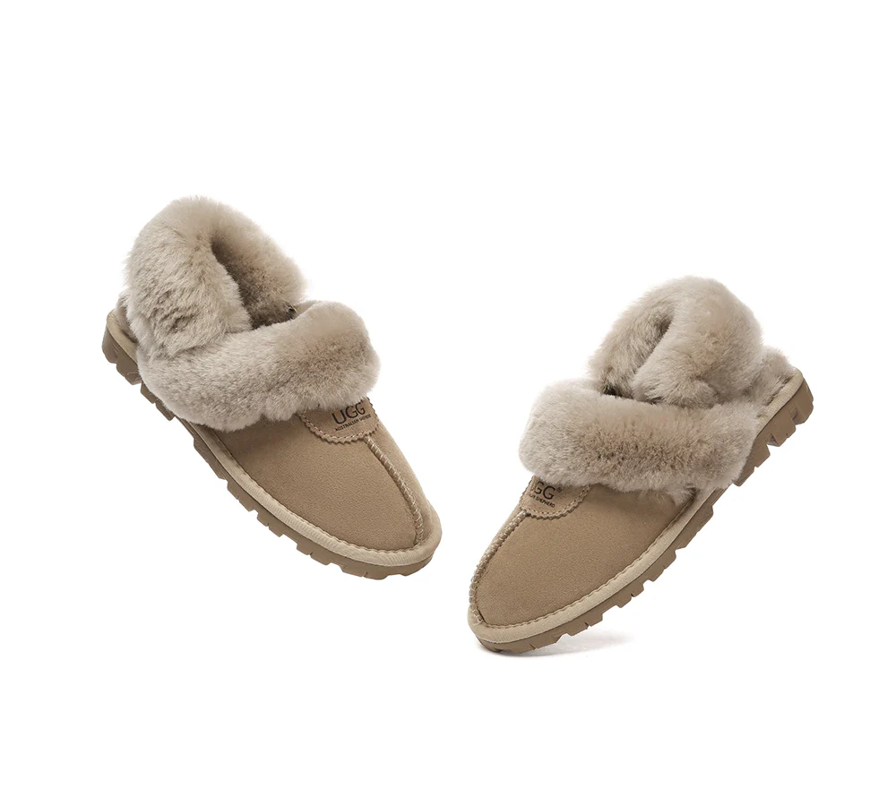 AUSTRALIAN SHEPHERD? UGG Women Slippers Removable Wool Fluffy Strap Slingback Waffle