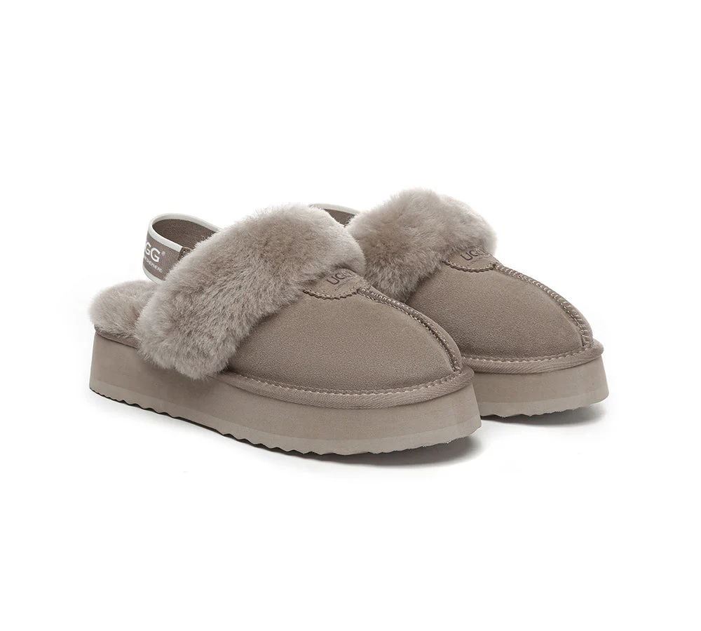AUSTRALIAN SHEPHERD? UGG Slippers Women Removable Strap Slingback Platform Waffle