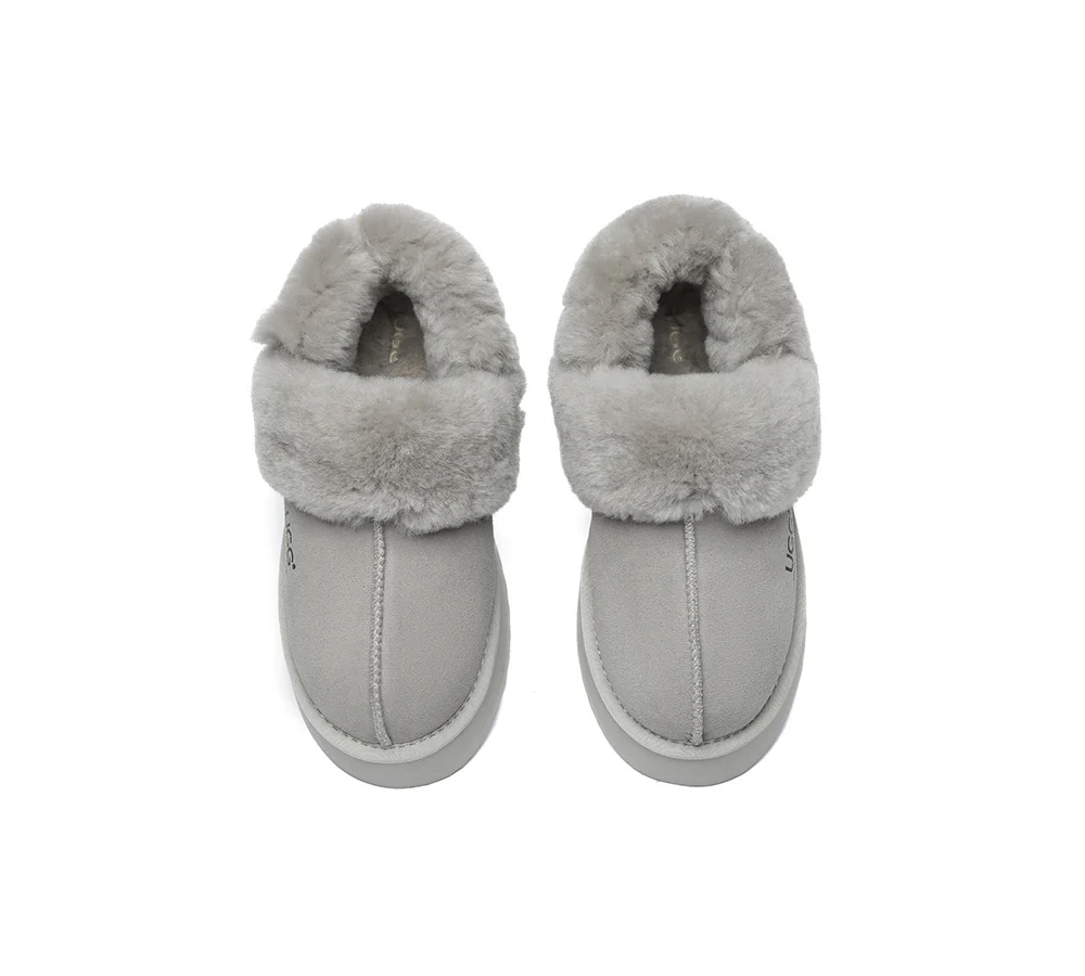 AUSTRALIAN SHEPHERD? UGG Slippers Women Removable Wool Strap Slingback Platform Musa