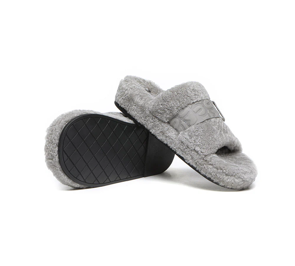 EVERAU? UGG Slippers Women Curly Sheepskin Wool Croft