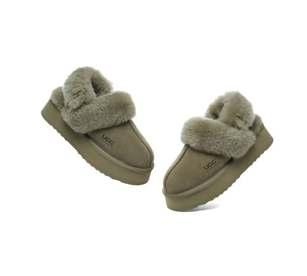 AUSTRALIAN SHEPHERD? UGG Slippers Women Removable Wool Strap Slingback Platform Musa