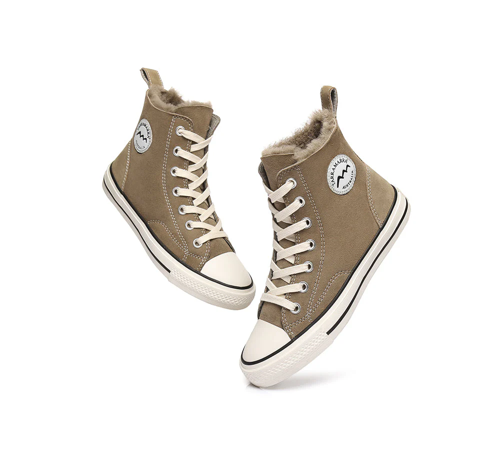 TARRAMARRA? Women Sheepskin Wool High Top Sneakers Viola