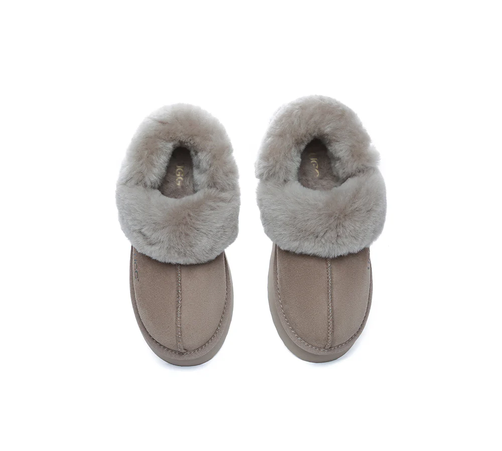 AUSTRALIAN SHEPHERD? UGG Slippers Women Removable Wool Strap Slingback Platform Musa