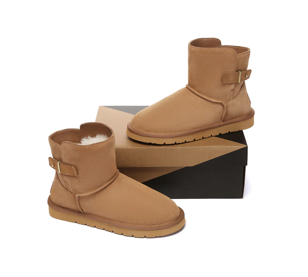 AUSTRALIAN SHEPHERD? UGG Boots Sheepskin Wool Buckle Ankle Mini Winza