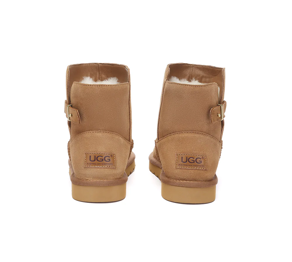 AUSTRALIAN SHEPHERD? UGG Boots Sheepskin Wool Buckle Ankle Mini Winza