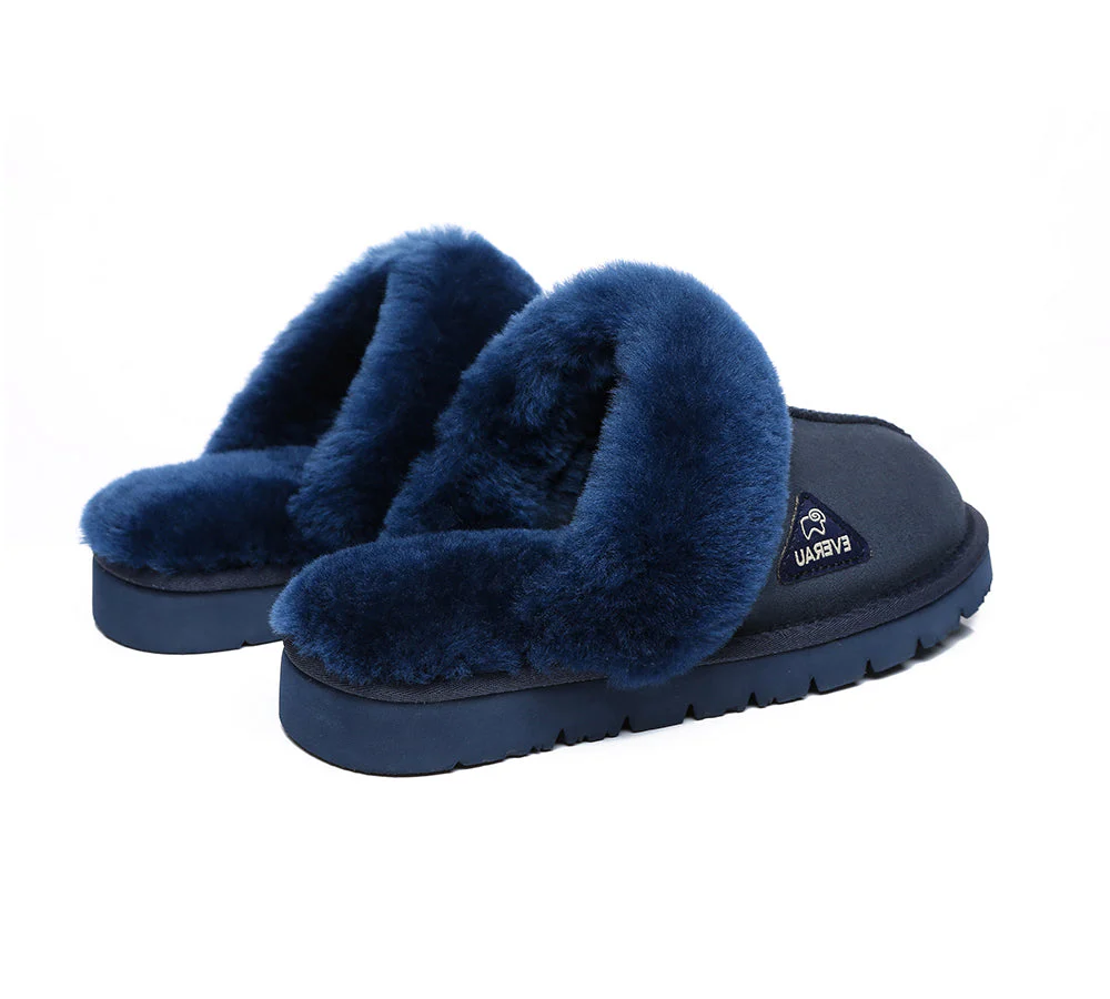 EVERAU? UGG Slippers Premium Sheepskin Wool Scuff Muffin