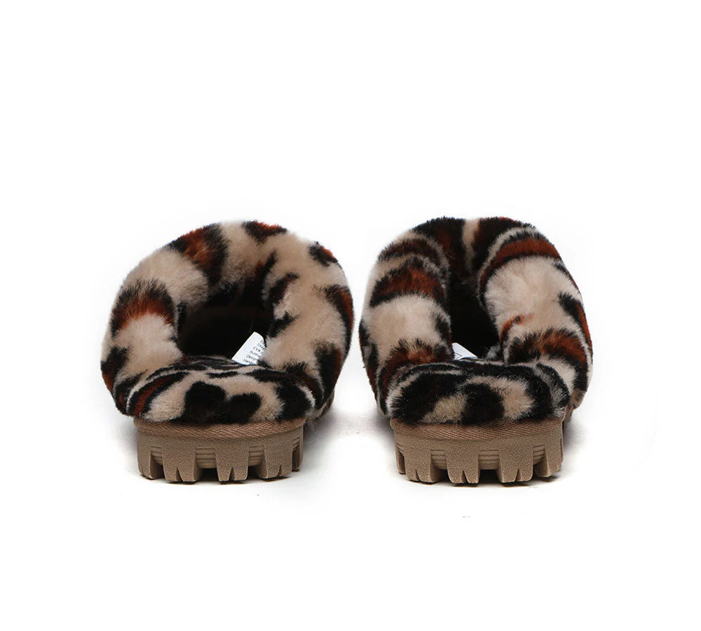 AUSTRALIAN SHEPHERD? UGG Slippers Women Double Face Sheepskin Wool Leopard Print