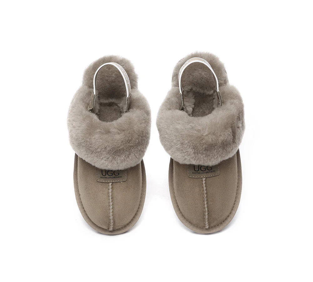 AUSTRALIAN SHEPHERD? 2-Way Style UGG Slippers Sheepskin Wool Removable Strap Slingback Suzie ll