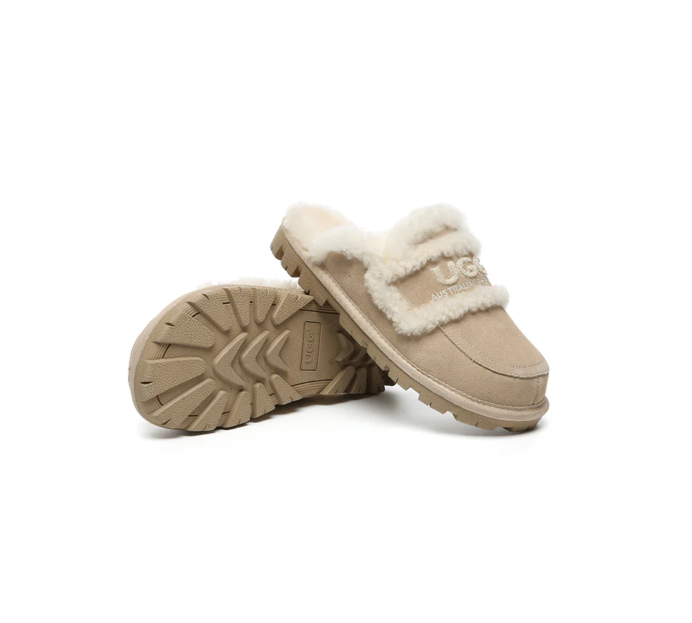 AUSTRALIAN SHEPHERD? UGG Slippers Women Sheepskin Wool Shearling Lined Rilee