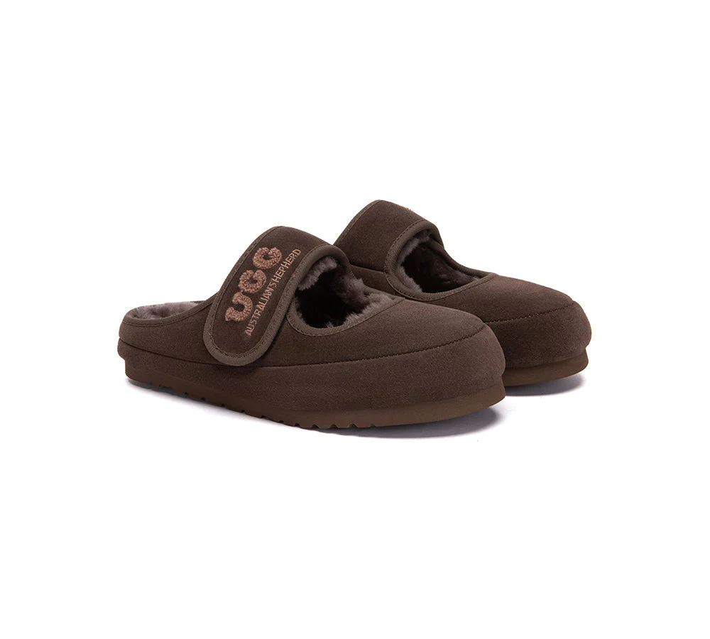 AUSTRALIAN SHEPHERD? UGG Slippers Sheepskin Wool Adjustable Strap Mary Jane Velly