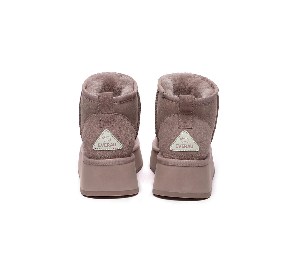 EVERAU? UGG Boots Sheepskin Wool Ankle Ultra Mini Platform