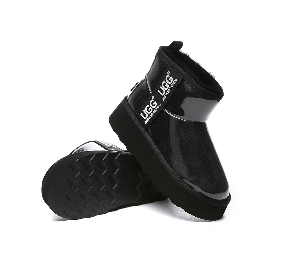 AUSTRALIAN SHEPHERD? UGG Boots Women Clear Waterproof Shearling Coated Classic Platform