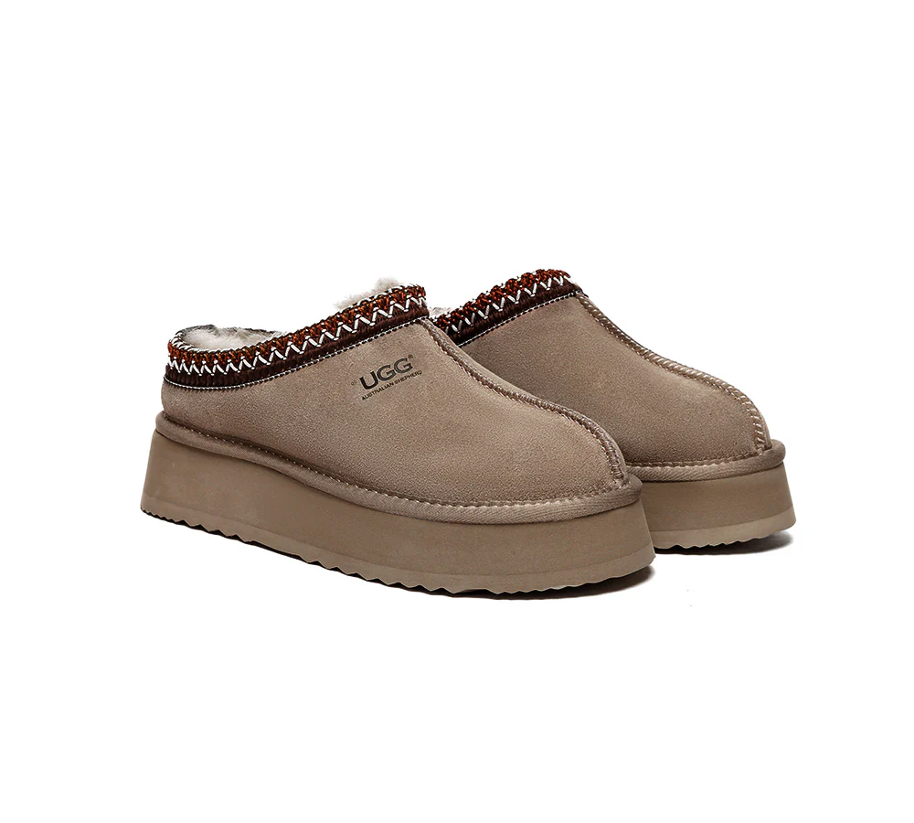 AUSTRALIAN SHEPHERD? UGG Slippers Sheepskin Wool Ankle Platform Tazzy Ventus