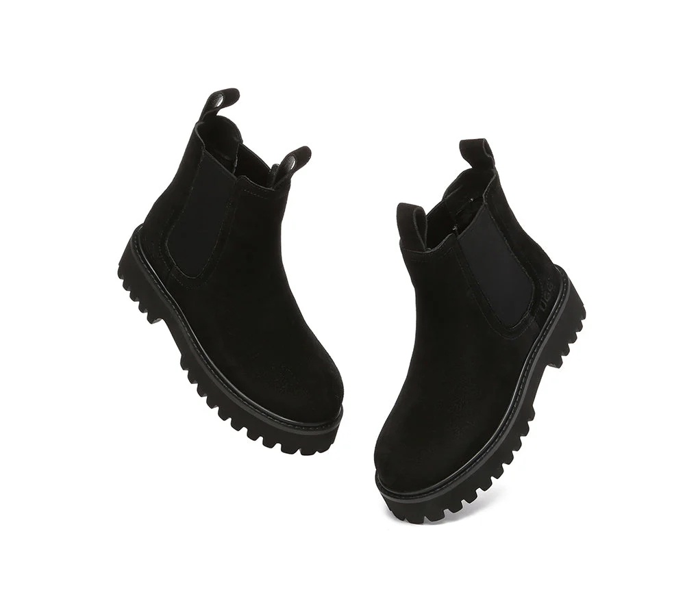 AUSTRALIAN SHEPHERD? UGG Boots Sheepskin Wool Chelsea Chunky Chana