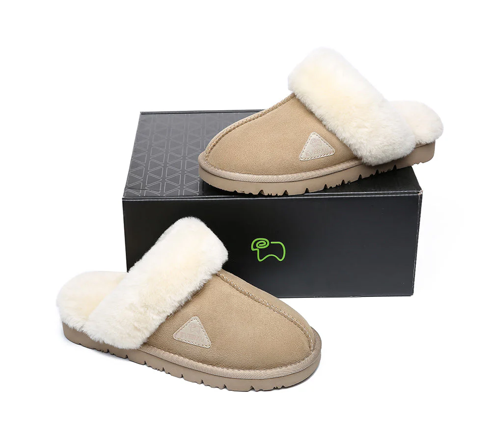 EVERAU? UGG Slippers Premium Sheepskin Wool Scuff Muffin