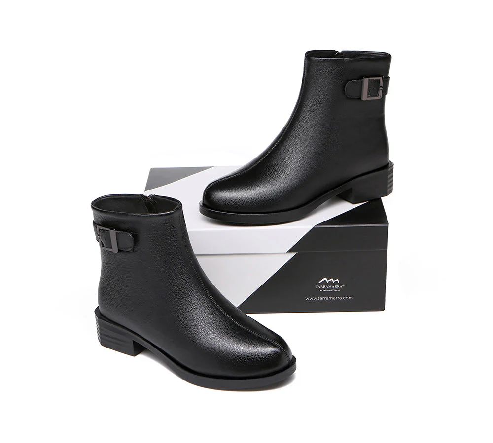TARRAMARRA? Women Leather Buckle Zipper Chelsea Boots Ivana