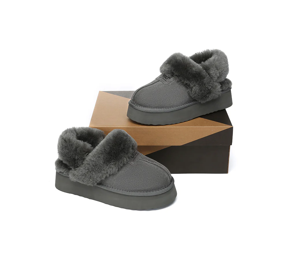 AUSTRALIAN SHEPHERD? UGG Slippers Women Removable Wool Strap Slingback Platform Suzie