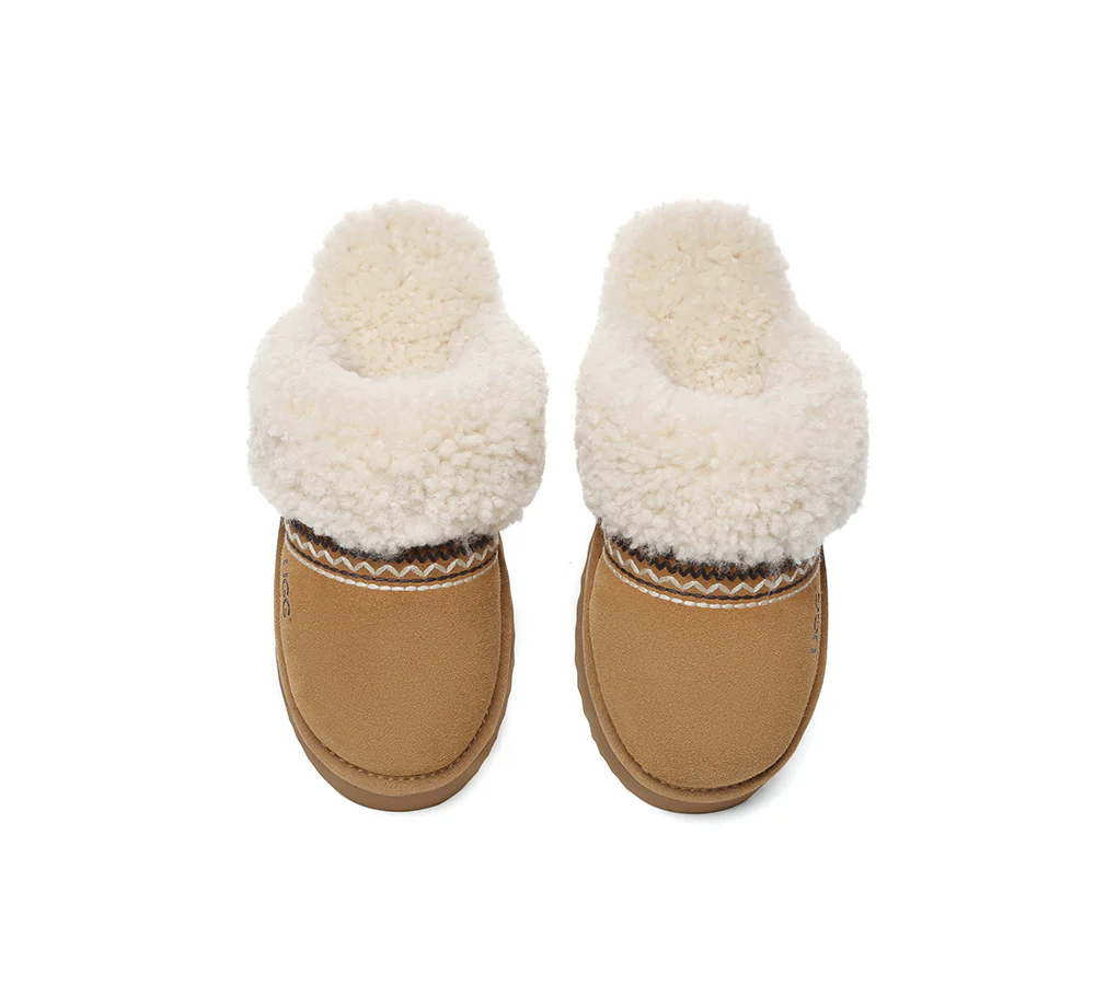 AUSTRALIAN SHEPHERD? UGG Slippers Sheepskin Wool Knitted Platform Isle