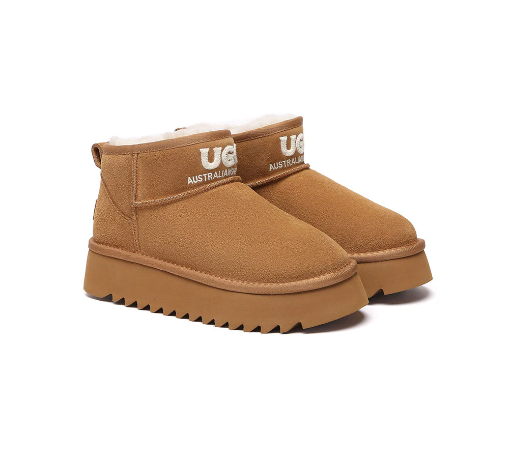 AUSTRALIAN SHEPHERD? UGG Boots Sheepskin Wool Ankle Platform Helia